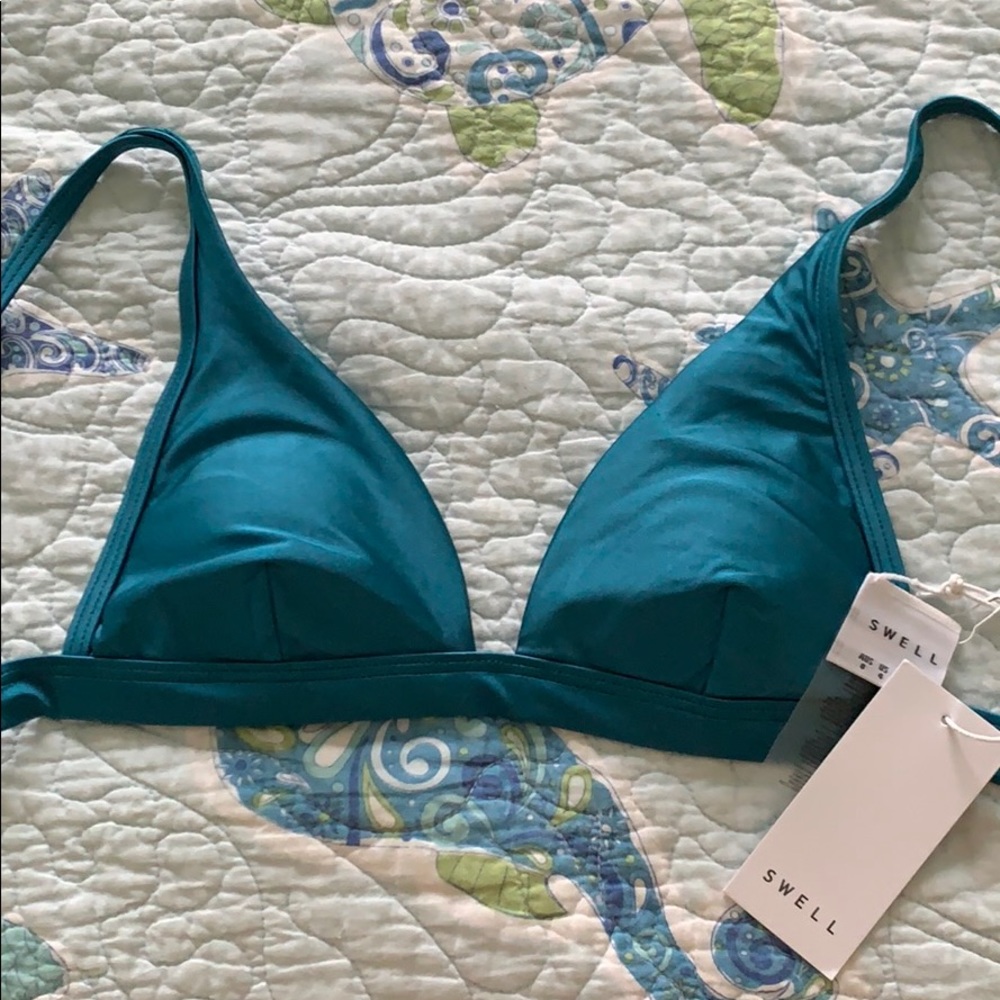SWELL Teal “Long Tri Bralette Bikini Top”